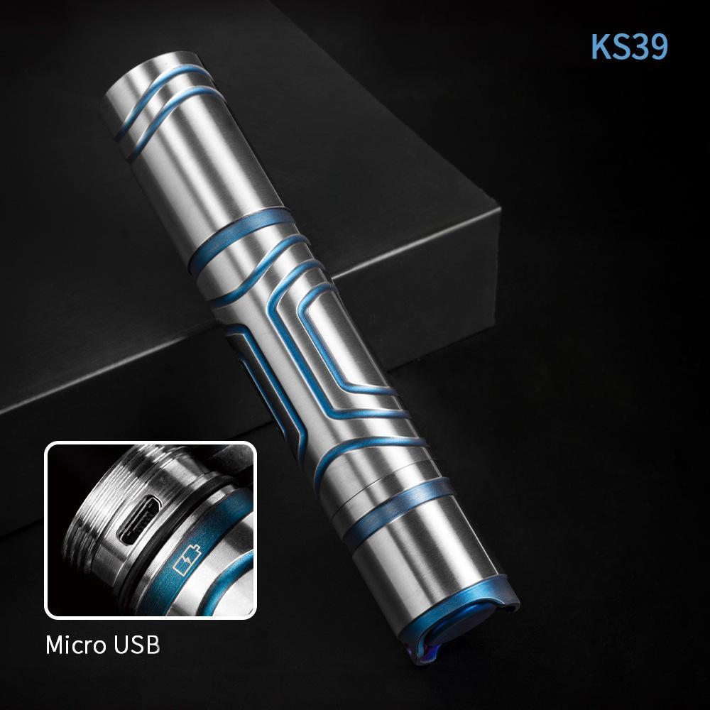 EDC Titanium Alloy Mini Flashlight Rechargeable Fishing Outdoor Waterproof Camping Lighting EDC Tools-0